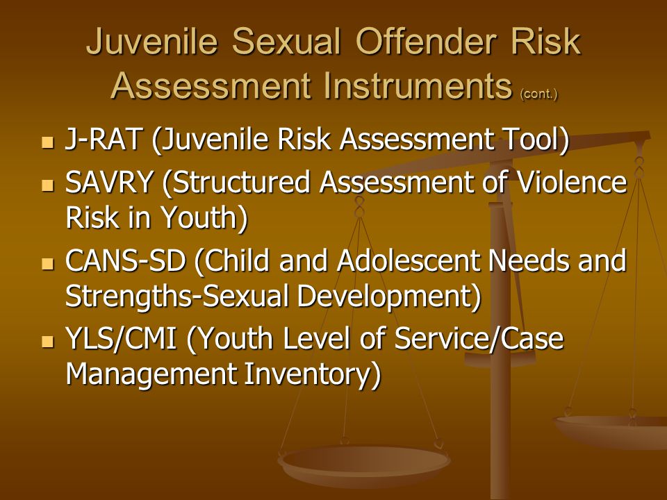 Risk inventory test for sex offenders